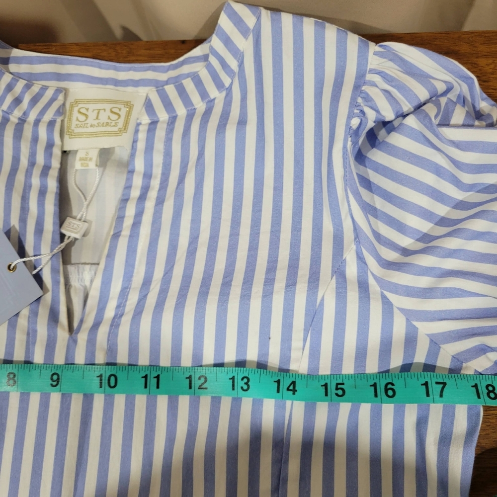 Sail to Sable Long Sleeve Tunic Flare Dress - Blue White Stripe Size S NWT - Picture 7 of 9